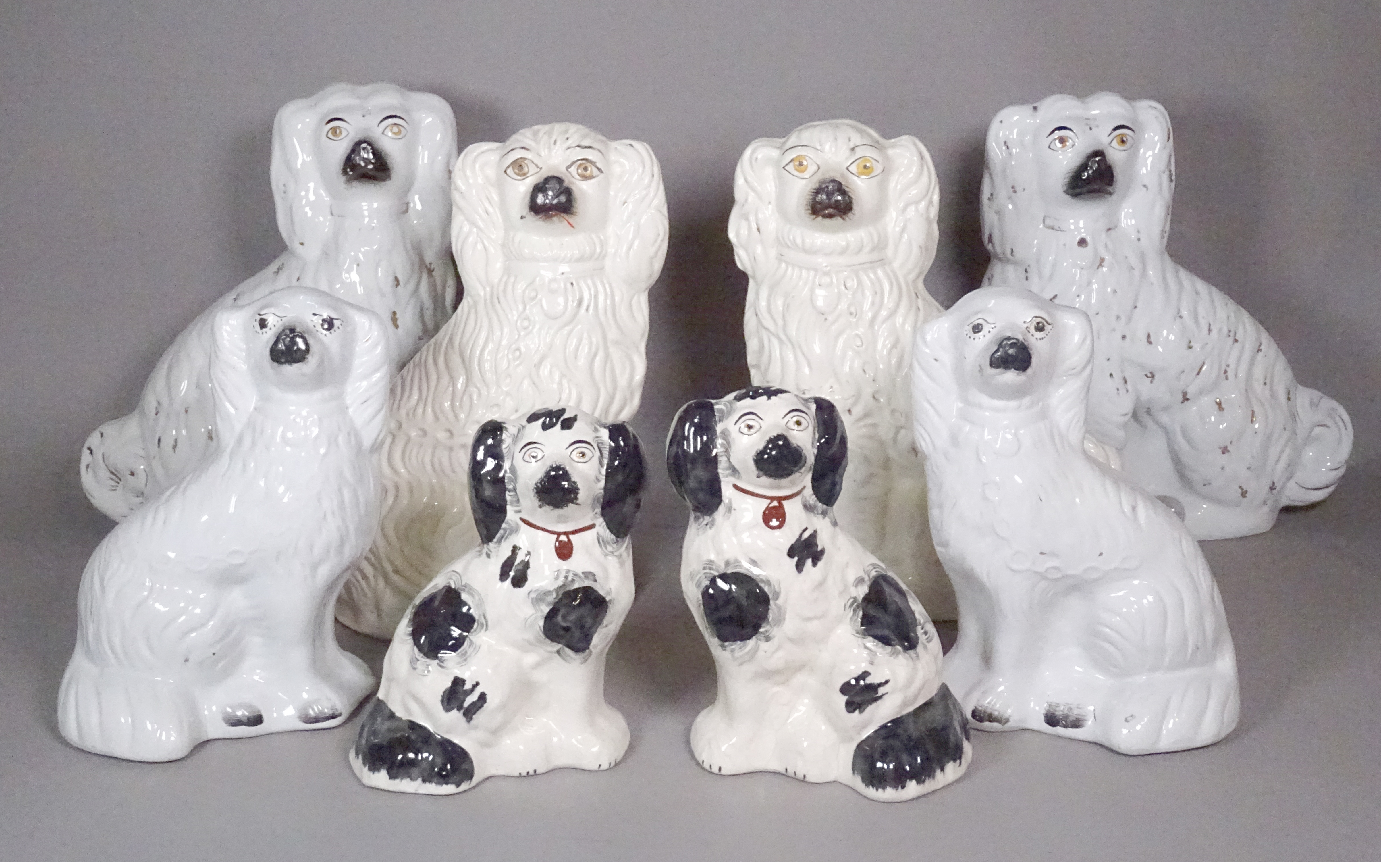 Four pairs of Staffordshire dogs, the largest 32cm high, (8).   S4T