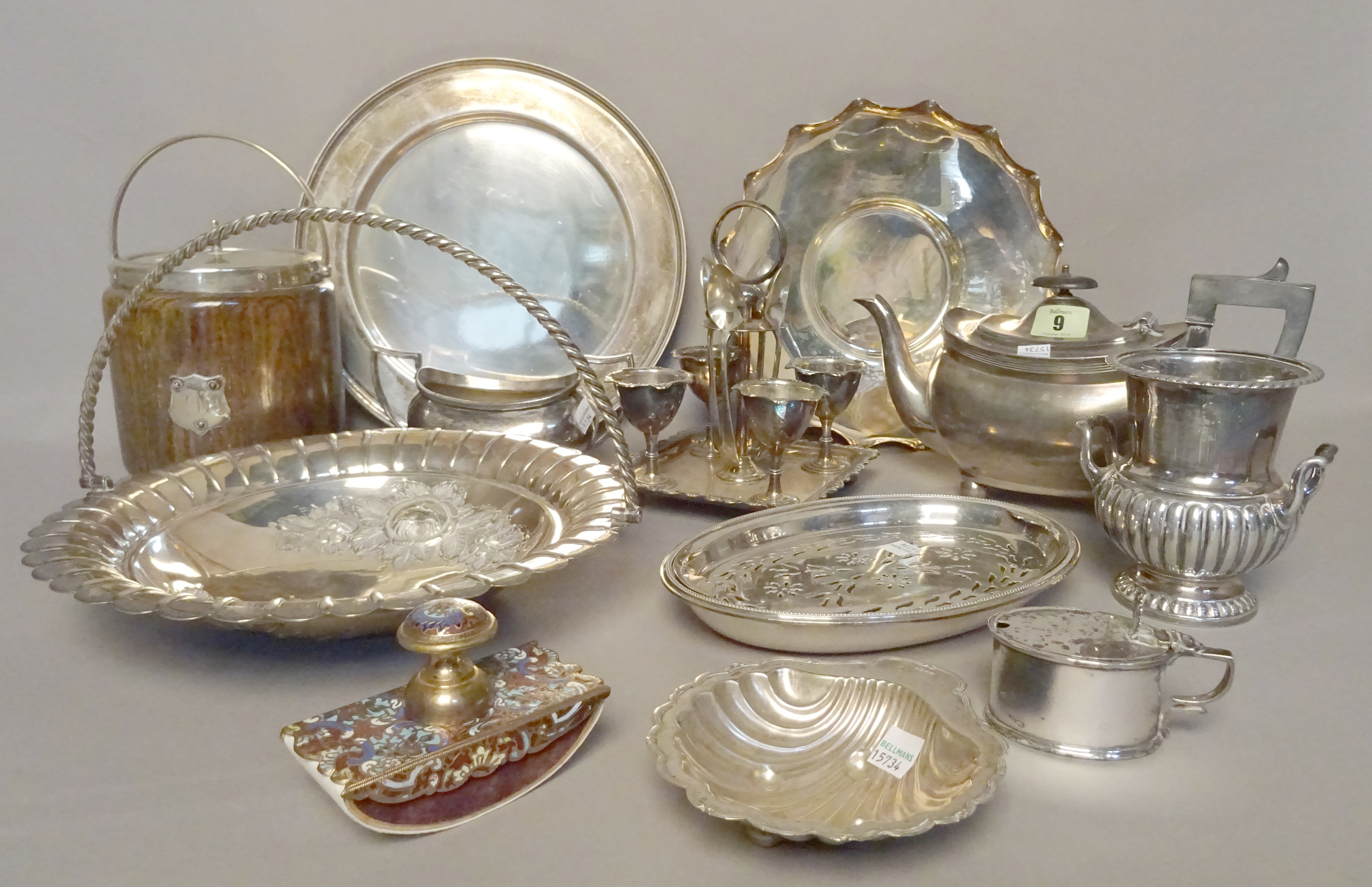 Silver plated wares, including; a large quantity of flatware, entree dishes, a part tea set, cased flatware and sundry, (qty).   S1M
