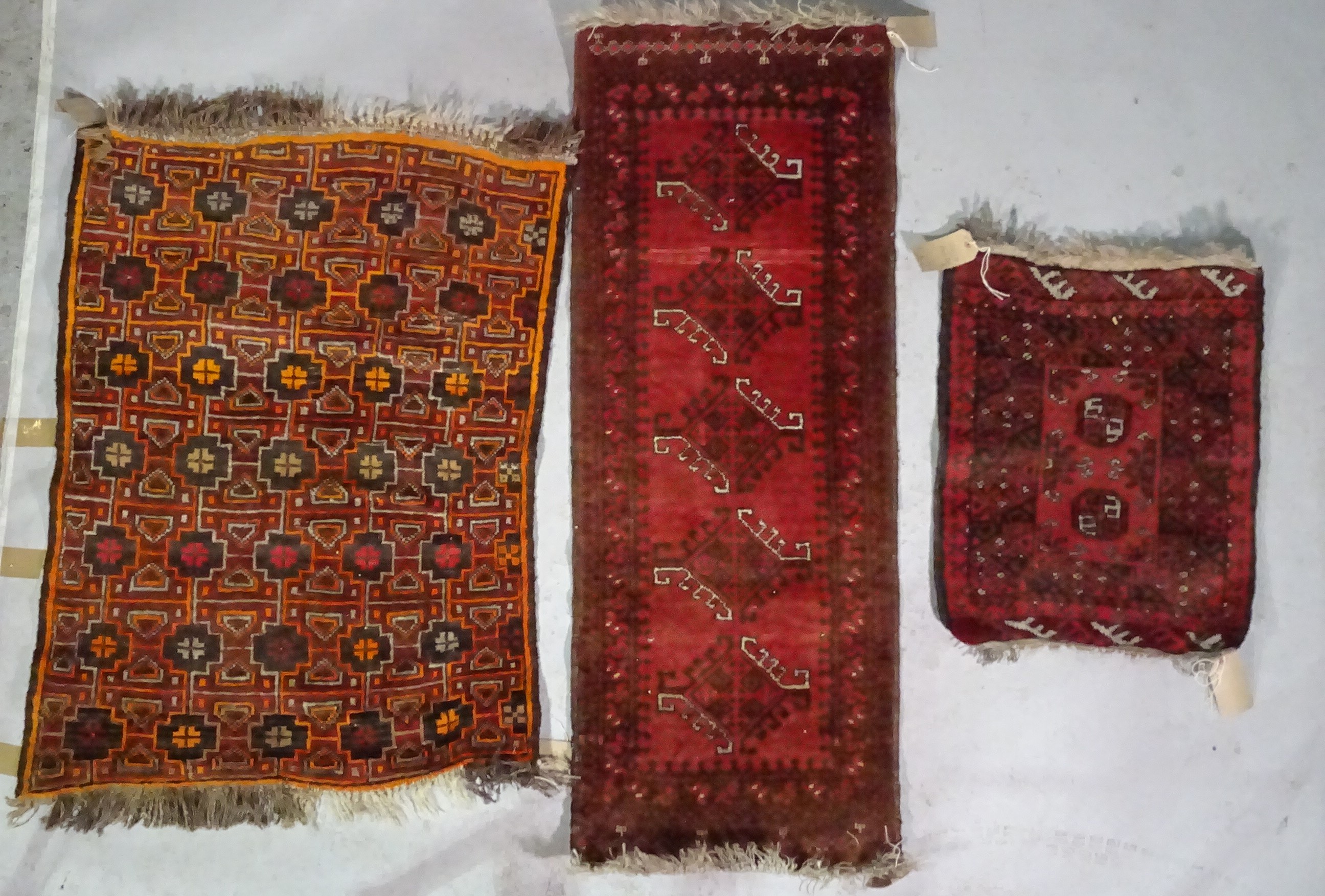 Five small Afghan rugs, (5).