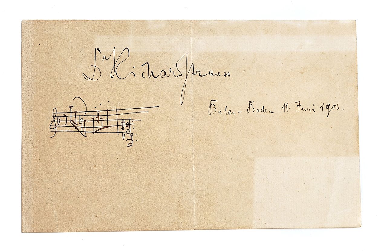 STRAUSS, Richard (1864-1949). A manuscript musical quotation from "Till Eulenspiegel", signed.