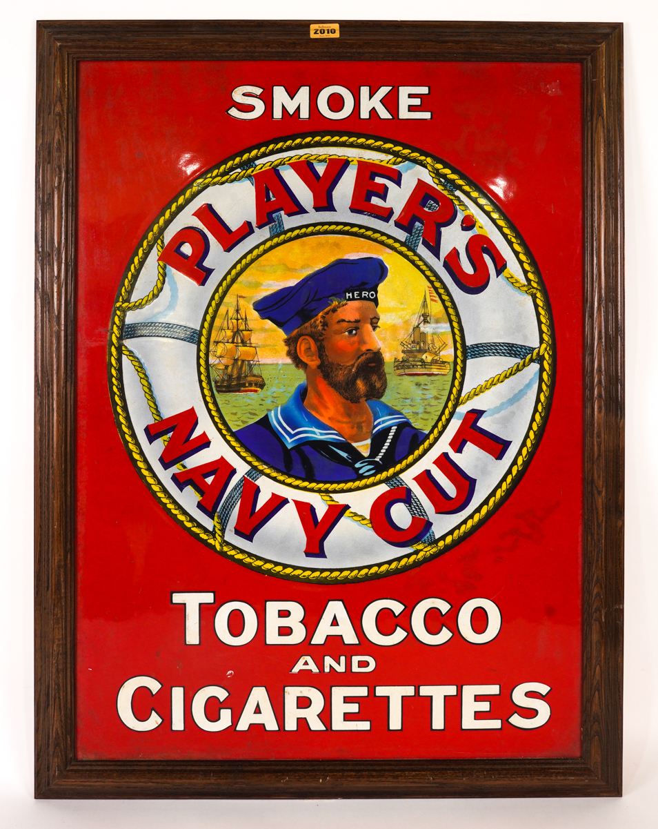 PLAYER'S NAVY CUT “SMOKE TOBACCO AND CIGARETTES” ENAMEL SIGN
