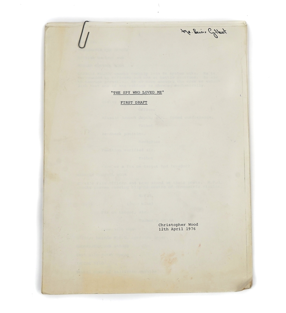 JAMES BOND ‘THE SPY WHO LOVED ME’, 1977 – A STORY OUTLINE DICTATED BY LEWIS GILBERT, PRELIMINARY SET LIST AND TWO DIRECTORS’ SCRIPTS BY CHRISTOPHER WOOD