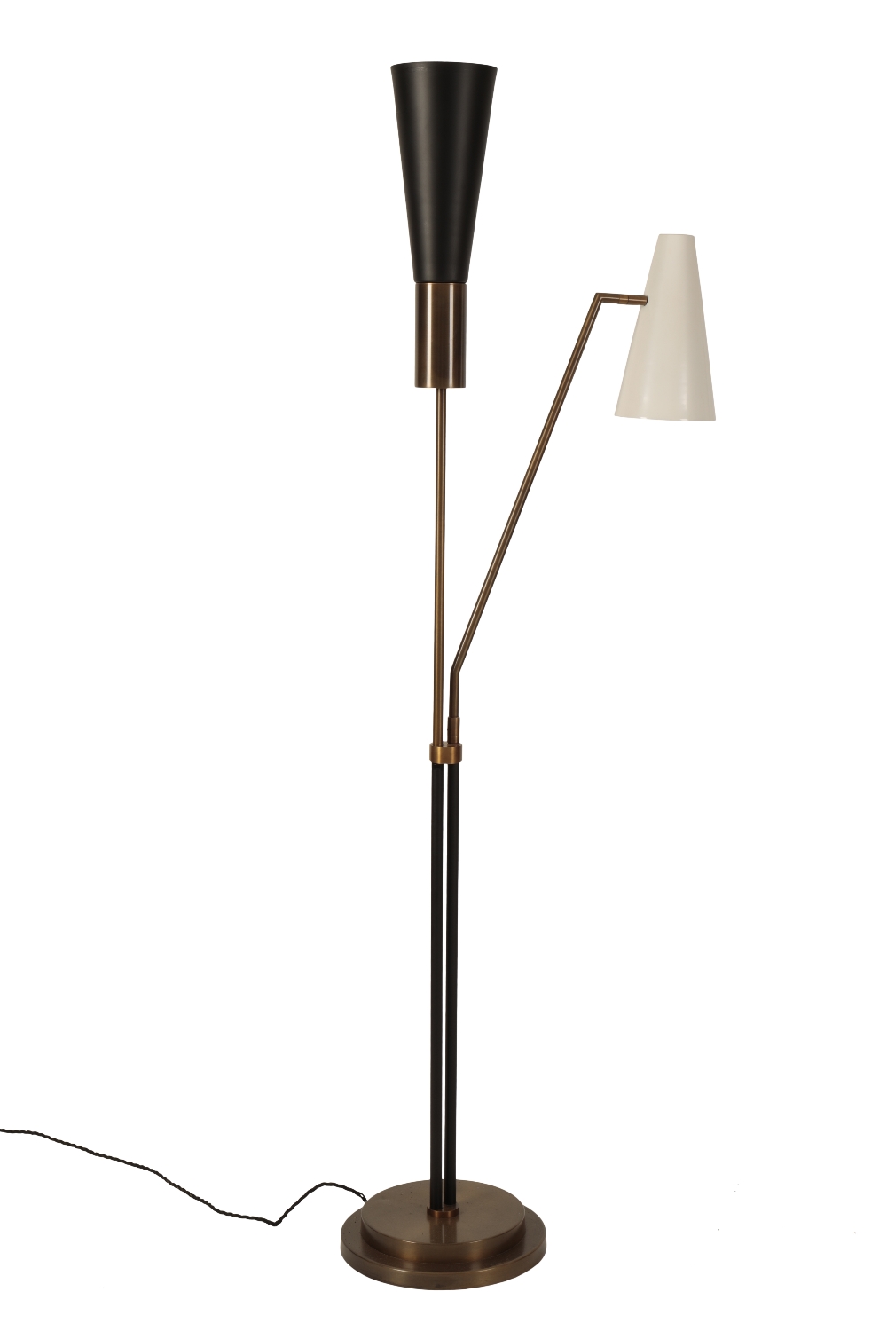 BESPOKE BRASS TWIN COLUMN FLOOR LAMP BY HEATHFIELD AND CO FOR THE DEVONSHIRE CLUB