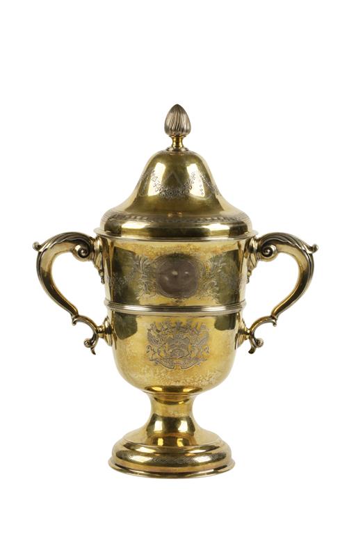 GEORGE III IRISH SILVER GILT TWO-HANDLED CUP AND COVER