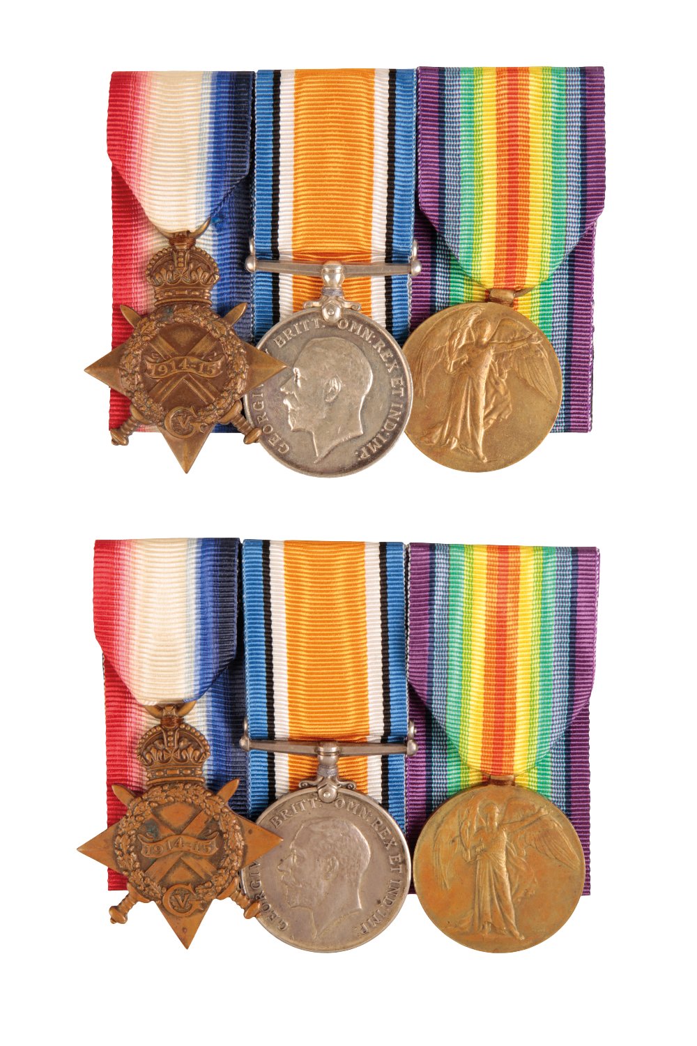 TWO 1914/15 TRIOS TO BROTHERS, LANCASHIRE FUSILIERS AND SOUTH LANCASHIRE REGIMENT  