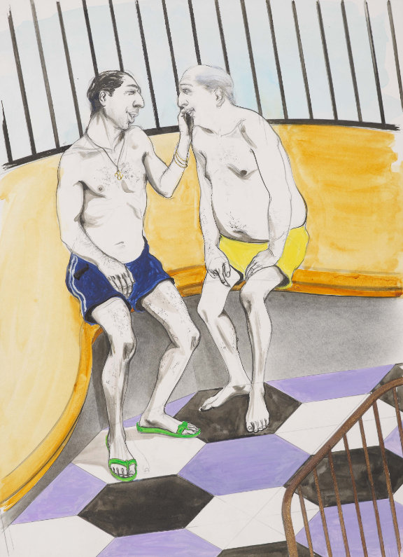 CHARLES AVERY (b.1973)  'Untitled (Two Guys Poolside), 2016'
