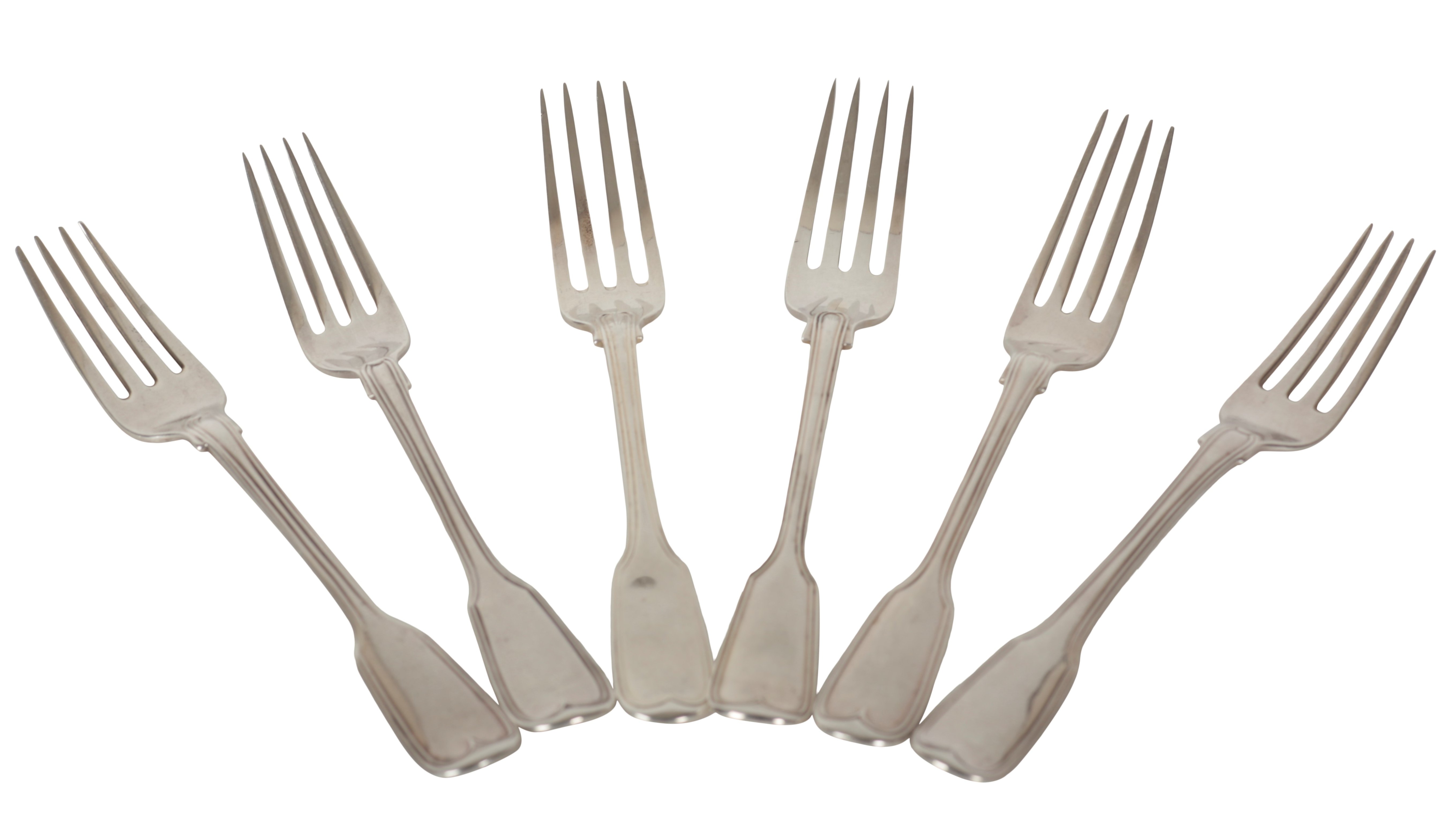 A GROUP OF SIX VARIOUS SILVER FORKS