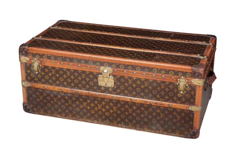 At Auction: Louis Vuitton, LOUIS VUITTON STEAMER TRUNK. AS FOUND