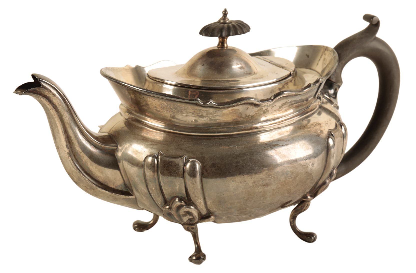 A GEORGE V SILVER OVAL TEAPOT