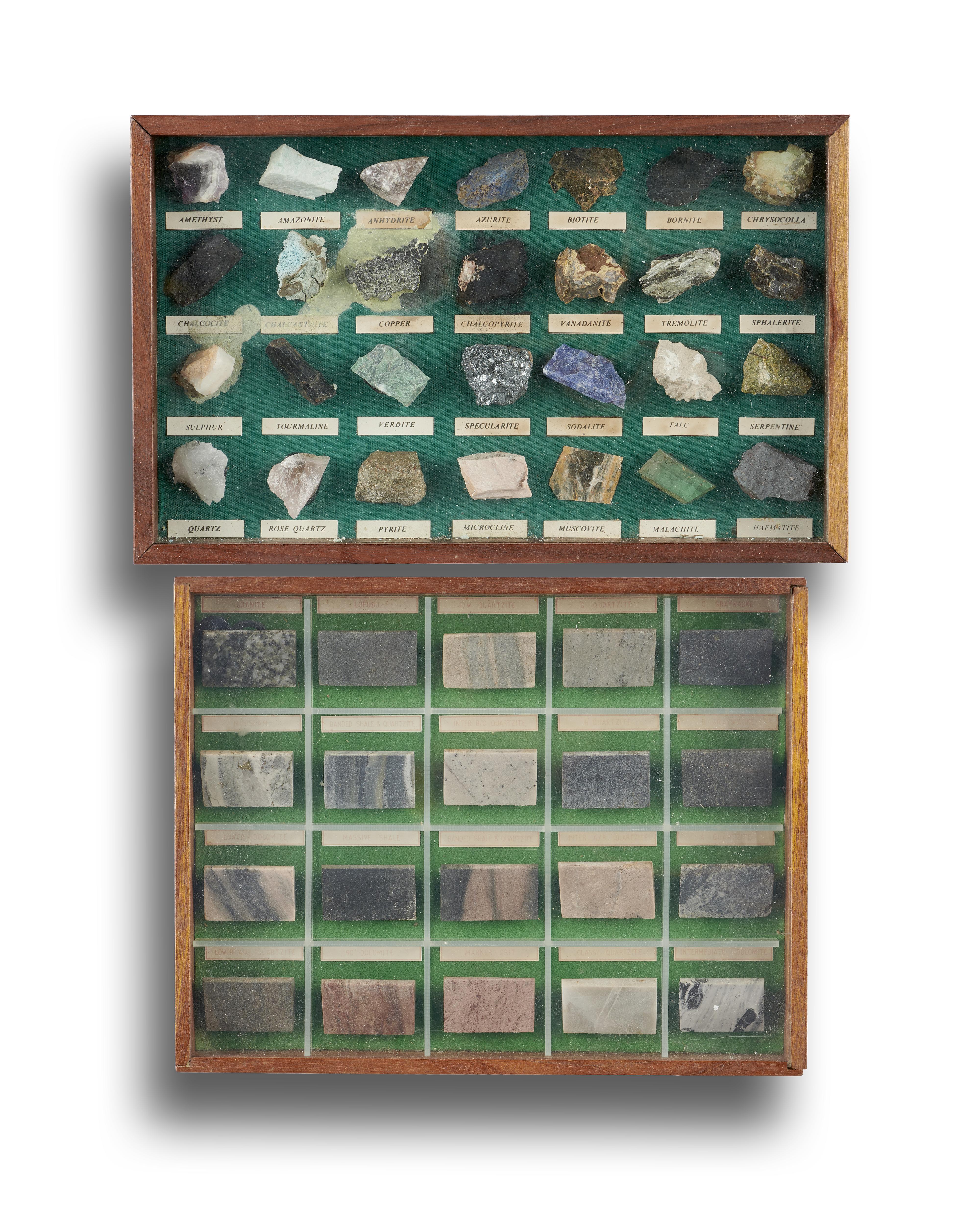 A geological collection mid 20th century housed in two display boxes