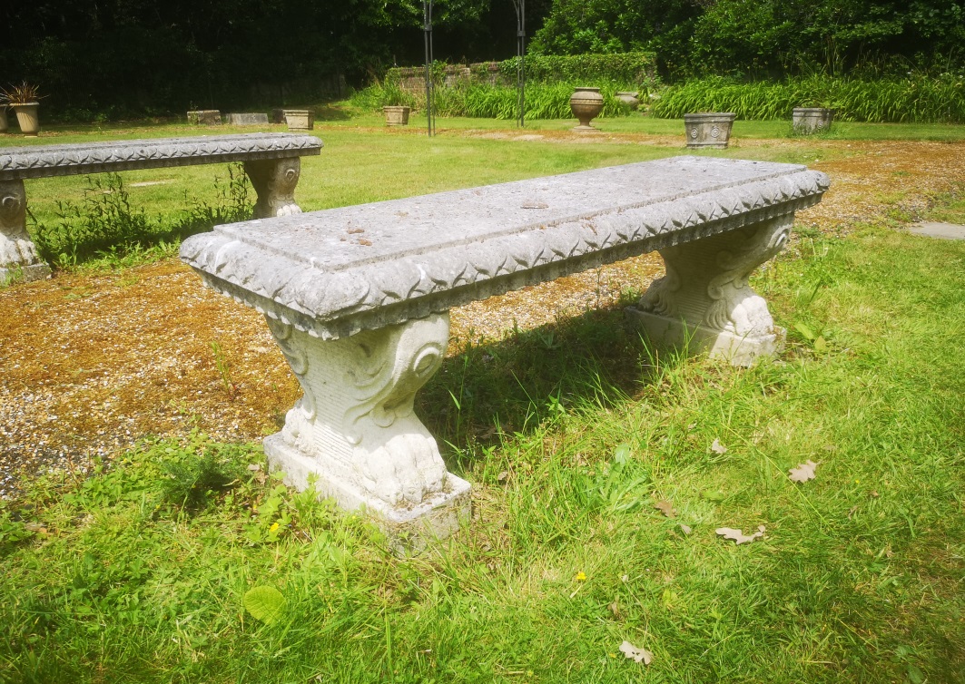 †A carved limestone bench modern 150cm long 