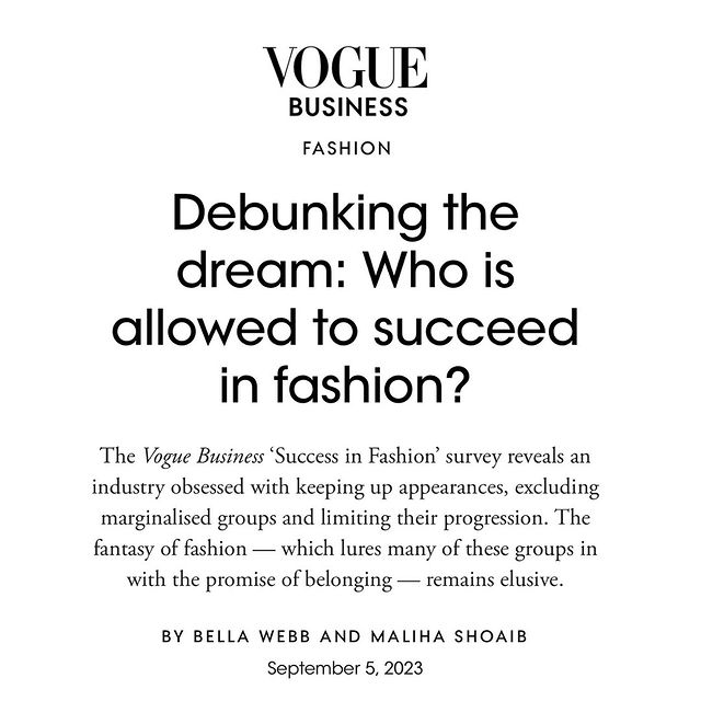 Never thought I’d be quoted on @voguebusiness admitting I used to steal all my food & jump buses to get by in the fashion industry but here we are. Thanks @bellawebb_ and @malihashoaib_ for interviewing me as part of your ‘Success in Fashion’ series. P.s someone please print “fashion week is sensory overload hell” on a T-shirt for me to wear during @londonfashionweek this season, I’d be incredibly grateful. Link in bio to read.