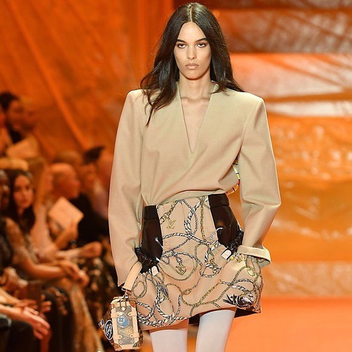 Model Grace Valentine walks on the runway at the Louis Vuitton