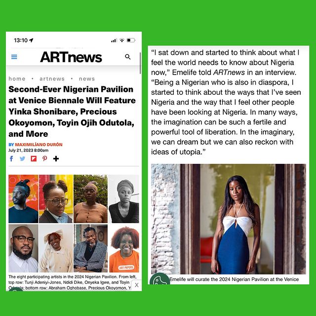 Appointed Curator of the Nigeria Pavilion at next years Venice Biennale!

I can’t quite believe I am typing this. I am beyond honoured to have been appointed as the Curator of the Nigeria Pavilion at the 60th International Art Exhibition of La Biennale di Venezia. 

This is not something I take lightly. The hard, dedicated and enduring work has already begun. Working with and having the trust of all the artists I have selected - so dynamic, cross-generational, and interdisciplinary - has and will continue to be the greatest privilege as we imagine, dream and seek to realise the important mission of representing a nation. The Nigeria Imaginary will be a manifesto. Indeed, the imagination is the most fertile and powerful tool of liberation we possess. 

I have a change agenda. To be able to enact and articulate this - as a young curator, committed to the power art has to change us - at one of the art worlds most important platforms will be the most important thing I have done in my career so far. Not for or in service of myself, but in a mission to show the world that there is so much more than we have been told. So much more to Nigeria and to Africa that limited imaginations have propagandised. 

This project is deeply aligned with our mission at MOWAA (@mowaaofficial ) As MOWAA’s Curator of Modern and Contemporary, it has been deeply meaningful to begin to demonstrate our vision with this project, but also to ensure its relevance and meaning back home. With MOWAA’s organisational support, the Nigerian Pavilion will tour back to MOWAA as the inaugural exhibition of our Rainforest Gallery, the first exhibition space opening in the MOWAA Creative District in 2025.