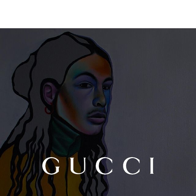 Me and me in collaboration with @gucci and @i_d ❤️Painted my first official self portrait whilst modelling Gucci and with i-D at my side; they say blessings come in threes!☺️ Follow my work on TikTok @ samwstudio 📸 Endless love to the team: 
Photography:
Carly Scott @carlysscott 
Fashion:
Gucci
Photography assistance:
Meshach Roberts
Video direction:
Fiona Hartley
Creative direction:
Georgina Bacchus
Production:
Kasia Williams
Account Management:
Tilly Donohoe