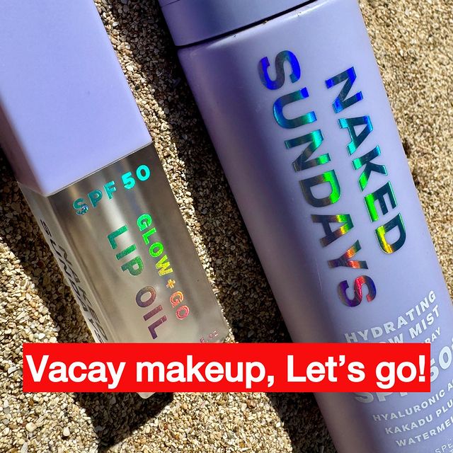 Vacay Makeup. Let’s go!
feat. @naked_sundays #ad

All products by Australian sunscreen brand #NakedSundays are clean, vegan, designed to wear alone and/or under and over makeup,
perfect for reapplying and SPF50. Available @sephorauk 

Products used:- 
@shiseido Expert Sun protector lotion SPF 50 
@naked_sundays Glow + Go lip oil and Hydrating Glow mist Top Up Spray
Charlotte Tilbury Unreal Skin Foundation Stick 3
@surratt Surreal Skin concealer shade 5
@maybelline Build-A-Brow ash brown @rosegallagher 
@jonesroadbeauty just a sec in Topaz
@r.e.m.beauty cheek & lip stick in leading lady (not curtain call)
@kosas lip pencil in epic
r.e.m lipstick in roller skates
Jones rd just a sec eye shadow in bronze
Surratt relevee mascara