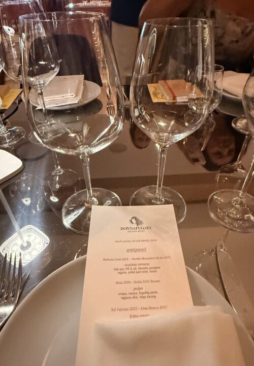 Menu setting the stage for the Donnafugata & Dolce & Gabbana wine luncheon