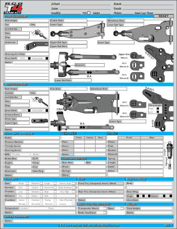 Team Associated RC8 T4 Setup Sheet Editable