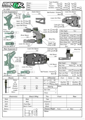 Setup Sheet Editable