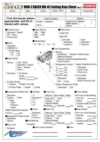 Setup Sheet (Blank)