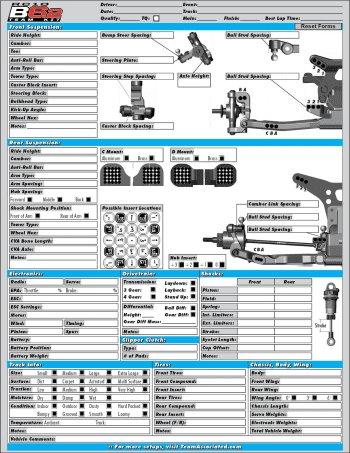 Team Associated RC10 B6.2/B6.2D Blank Setup Sheet (Editable)