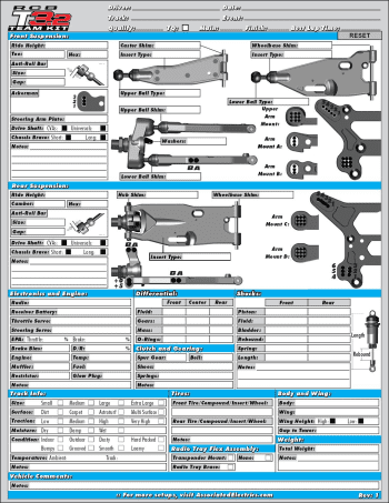 Team Associated RC8 T3.2 Blank Setup Sheet (Editable)