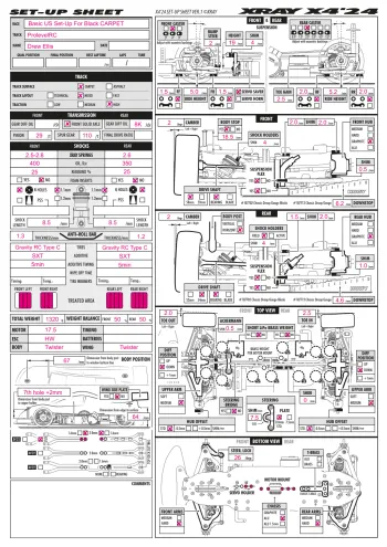 XRAY X4 '24 Setup Sheet US Black Carpet