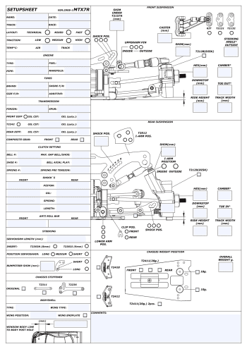 Mugen MTX7R Setup Sheet Editable