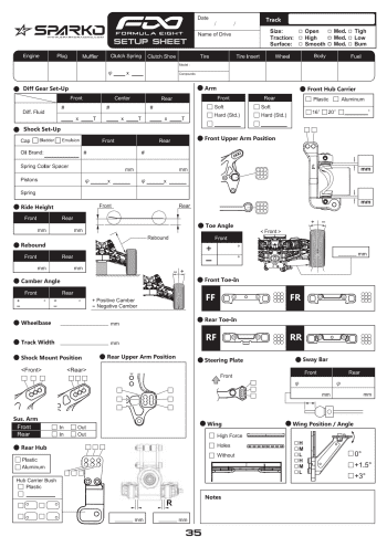 Setup Sheet Blank