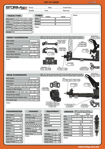 Schumacher Storm ST2 Setup Sheet Blank