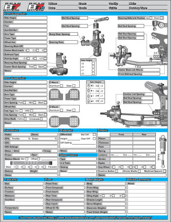 Setup Sheet Blank