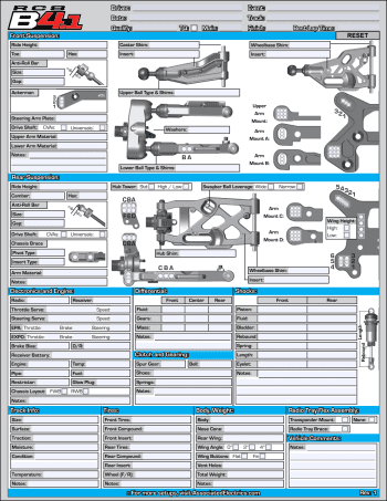 Setup Sheet Editable