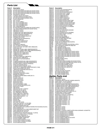 HB D4 Evo3 Parts List