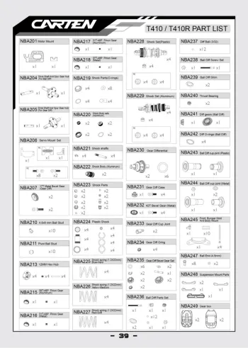 CARTEN T410 Parts List