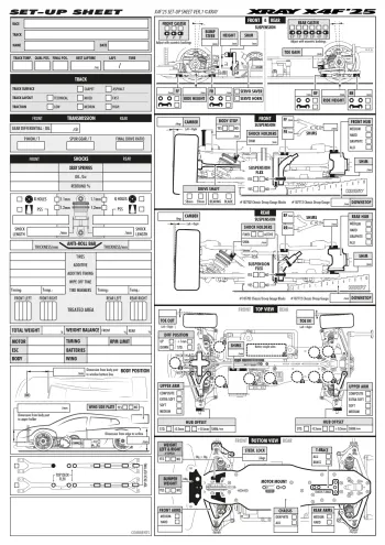 XRAY X4F 25 Setup Sheet Blank