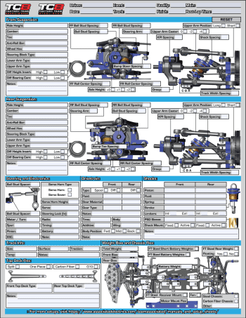 Team Associated TC8 Setup Sheet Editable