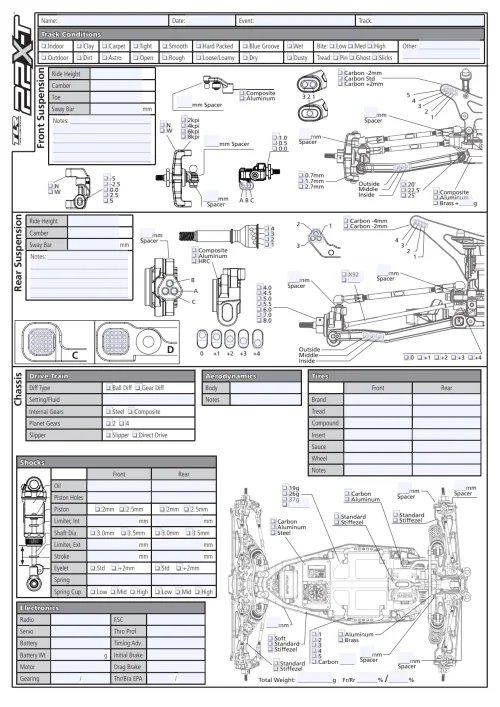 Setup Sheet Editable