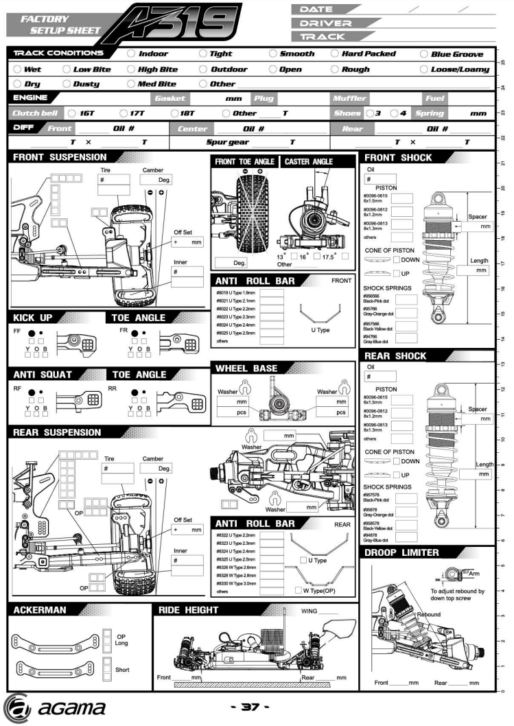 Agama A319 Blank Setup Sheet