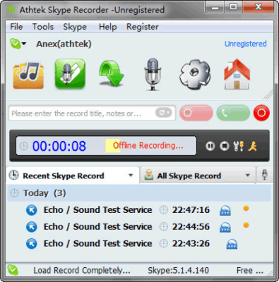 AthTek Skype Recorder 7.3.0.0 + ключ активации