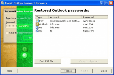 Atomic Pst Password Recovery last