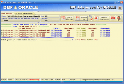 DBF data import for ORACLE 1.4