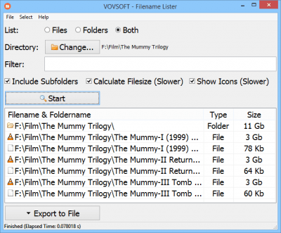 Filename Lister 2.1 Filename Lister 2.1