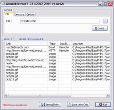 MaxWebExtract 1.03 MaxWebExtract 1.03