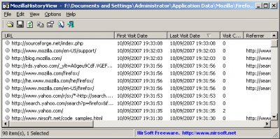 MozillaHistoryView 1.61 MozillaHistoryView 1.61