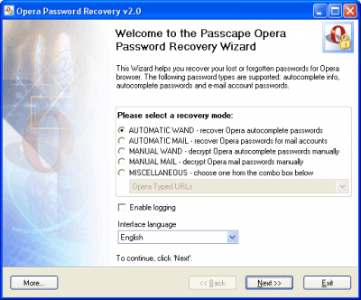 Opera Password Recovery 4.1.2 + ключ активации