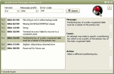 ORACLE Error Messages Viewer last