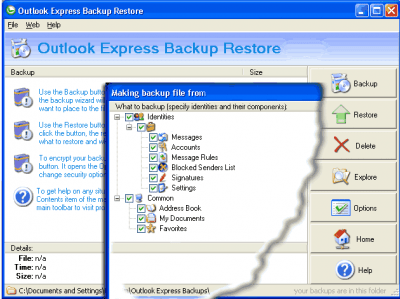 Outlook Express Backup Restore last