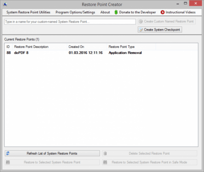 Restore Point Creator 7.1 Build 2 Restore Point Creator 7.1 Build 2