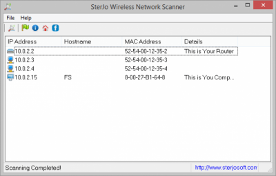 SterJo Wireless Network Scanner 1.2