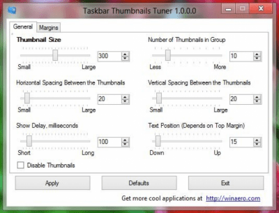 Taskbar Thumbnails Tuner 1.0.0.1 Taskbar Thumbnails Tuner 1.0.0.1